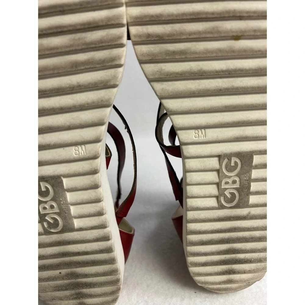 Chic Summer Streetwear GBG Los Angeles Guess Womens 8M Red Strappy Karin Sandals